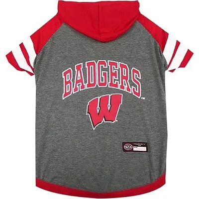 Pets First Wisconsin Badgers Pet Hoodie T-Shirt - X-Small