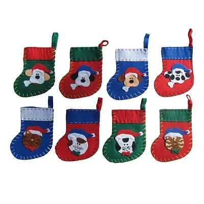  Christmas Treat Stockings For Pets-Blue w/ White Trim-Cat
